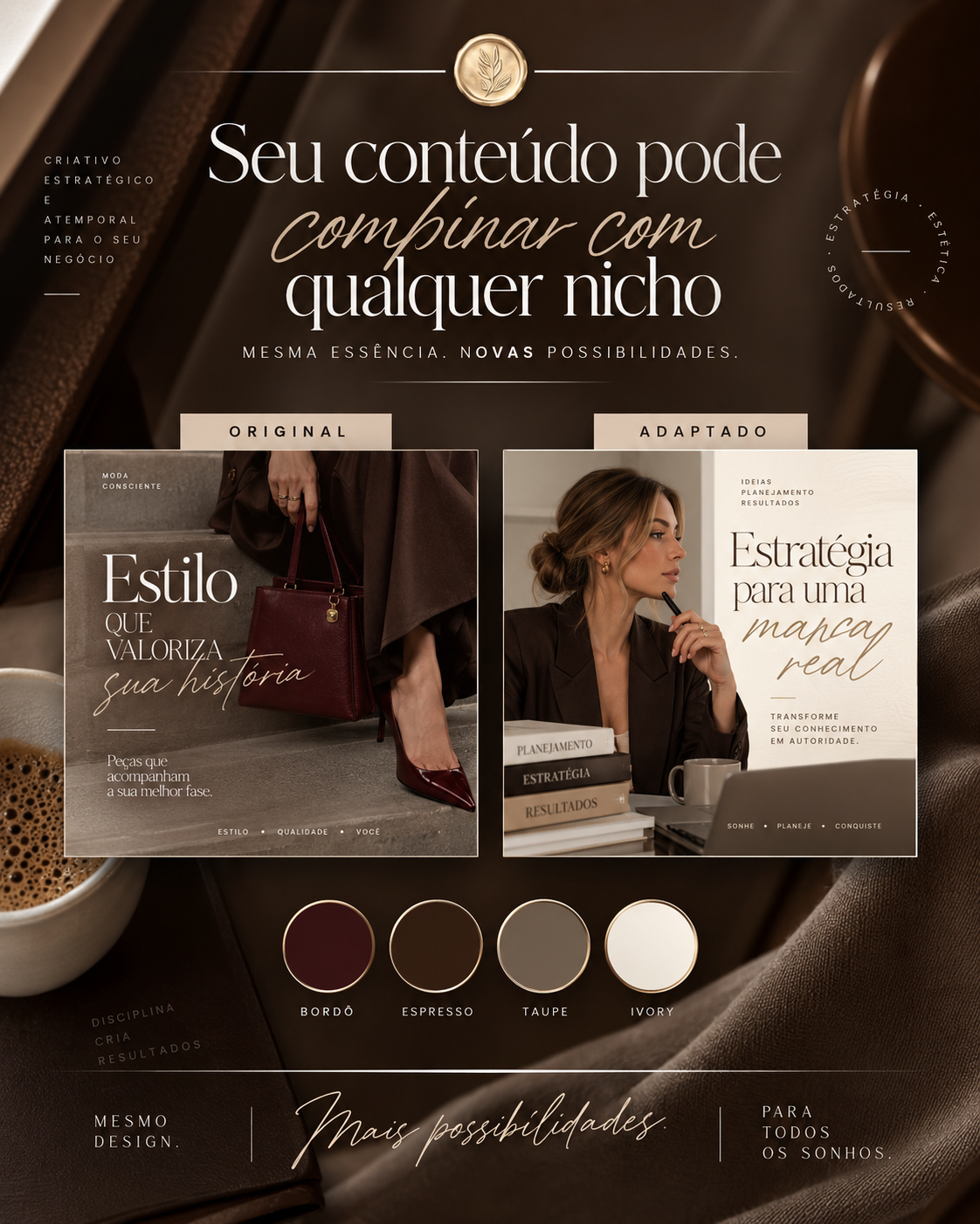 Comparativo de posts adaptáveis em estética escura